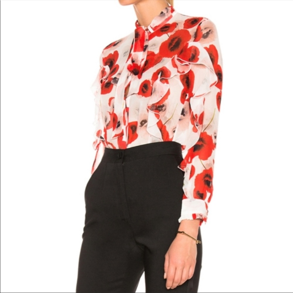NICHOLAS Red and White Floral Blouse